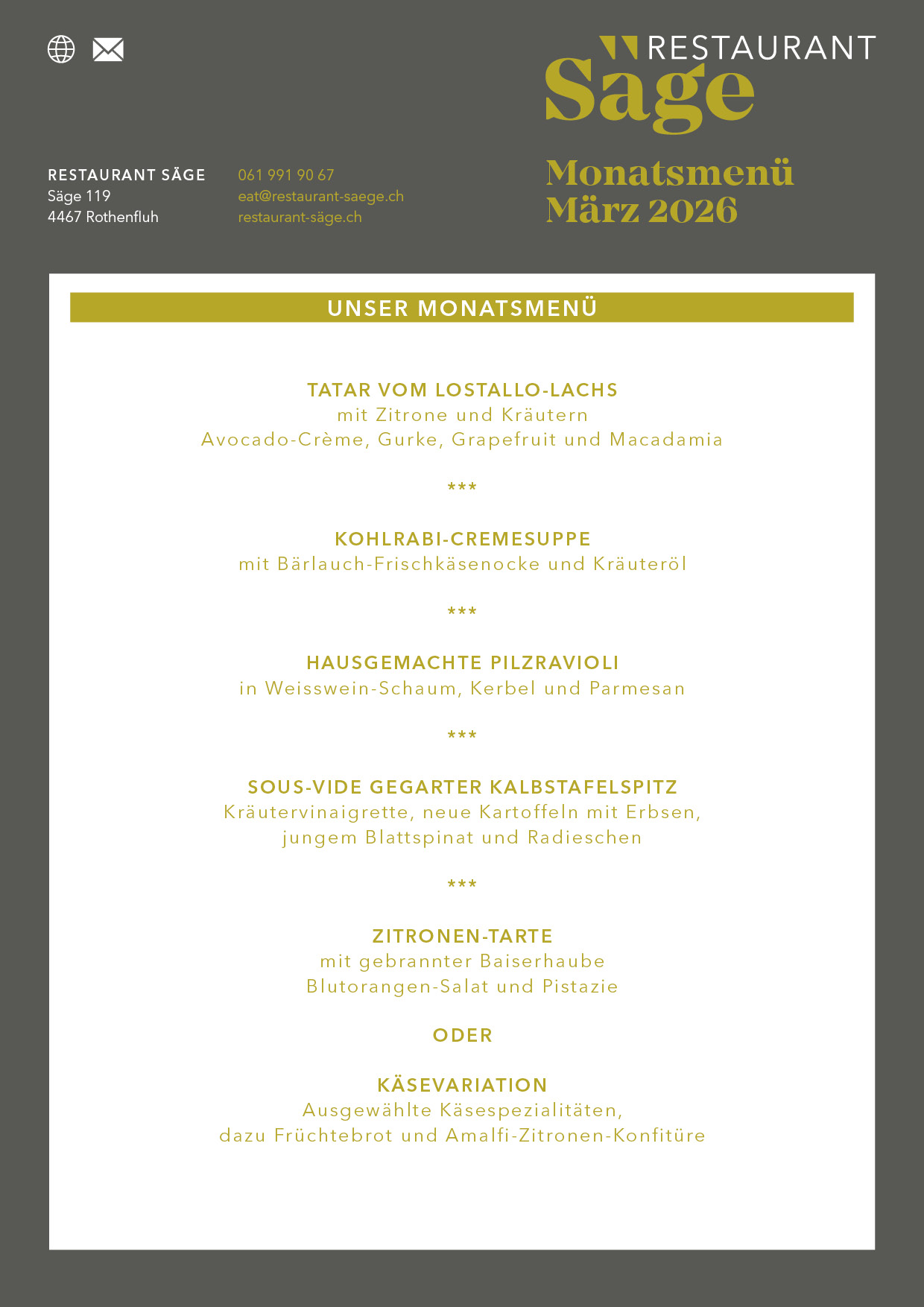 Menü 3 Restaurant Saege Maerz 26